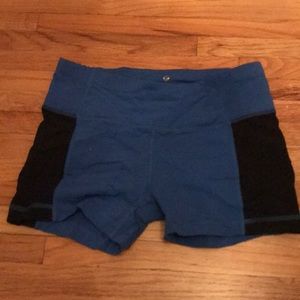 Blue and black workout spandex